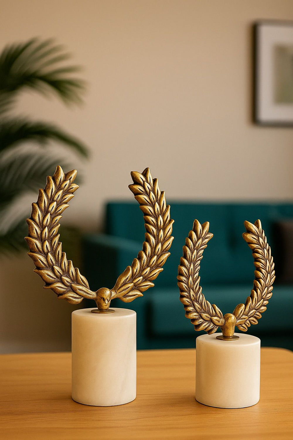 Lyxigt Dekorativt Set med Lagerkransar i Antik Guld (2-pack)