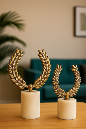 Lyxigt Dekorativt Set med Lagerkransar i Antik Guld (2-pack)