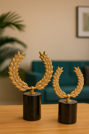 Lyxigt Dekorativt Set med Lagerkransar i Guld (2-pack)