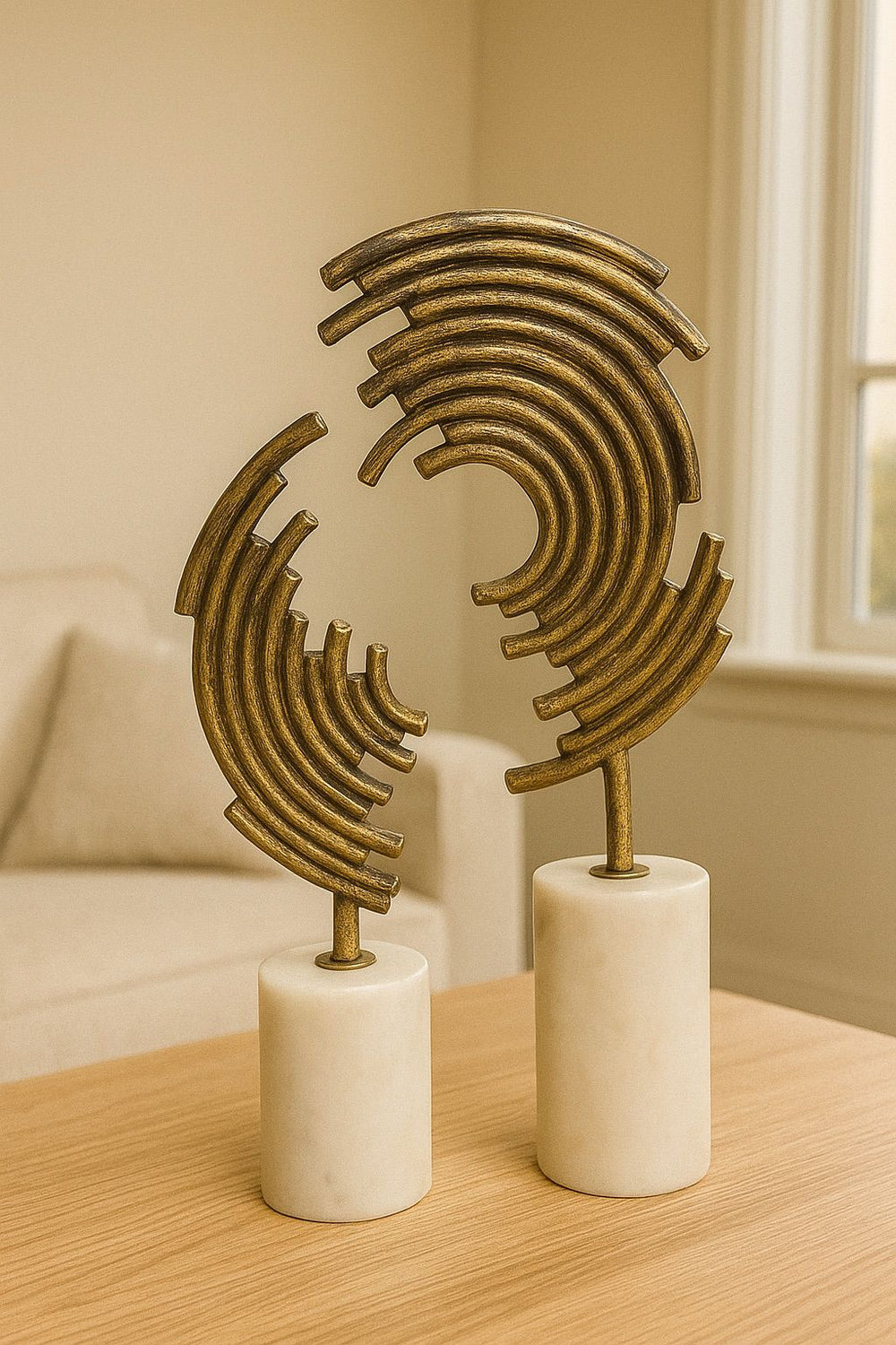 Lyxigt Dekorativt Set med Stång Halvmåne Figur - Antik Guld (2-pack)