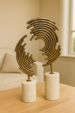 Lyxigt Dekorativt Set med Stång Halvmåne Figur - Antik Guld (2-pack)