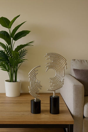 Lyxigt Dekorativt Set med Stång Halvmåne Figur - Silver (2-pack)