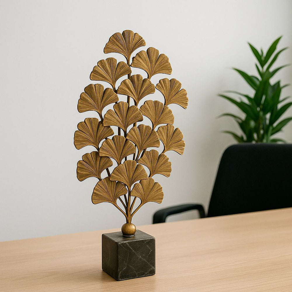 Lyxig Dekorativ Trädfigur Ginkgo Biloba - Antik Guld