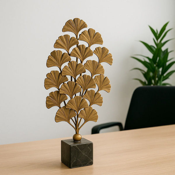 Lyxig Dekorativ Trädfigur Ginkgo Biloba - Antik Guld