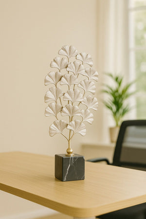 Lyxig Dekorativ Trädfigur Ginkgo Biloba - Antik Silver