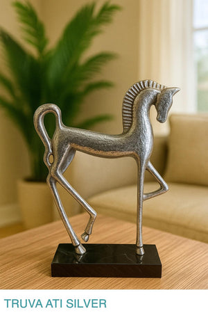 Lyxig Trojansk Häst Figur - Silver