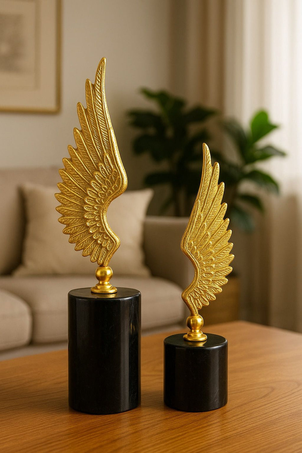 Lyxigt Dekorativt Set Änglavinge Figur - Guld (2-pack)