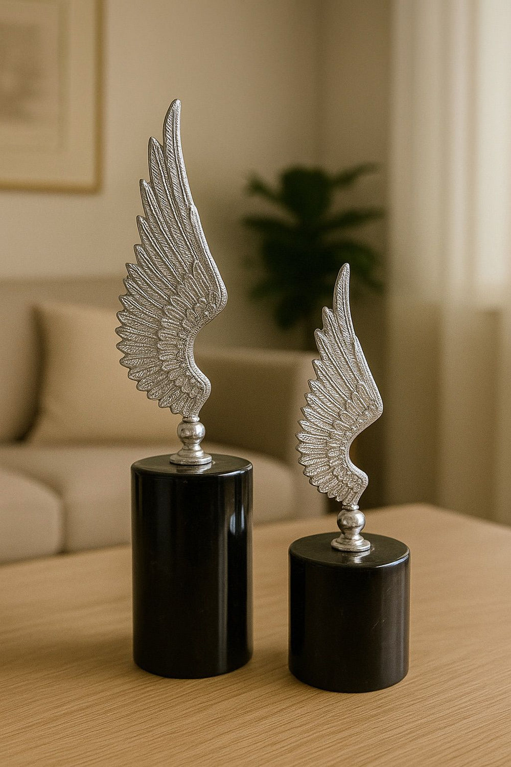 Lyxigt Dekorativt Set Änglavinge Figur  - Silver (2-pack)