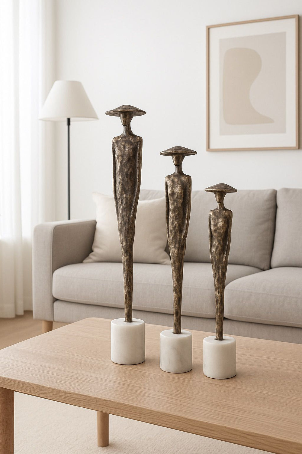 Lyxigt Abstrakt Skulptur Set Kvinna med Hatt - Antik (3-pack)