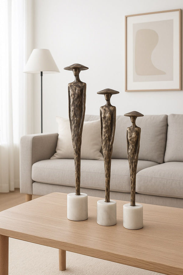 Lyxigt Abstrakt Skulptur Set Kvinna med Hatt - Antik (3-pack)