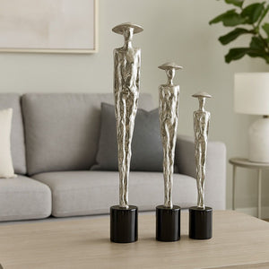 Lyxigt Abstrakt Skulptur Set Kvinna med Hatt - Silver (3-pack)