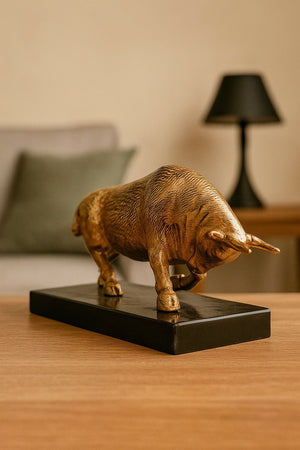 Lyxig Tjur Skulptur / Dekorativt Föremål med - Antik Guld