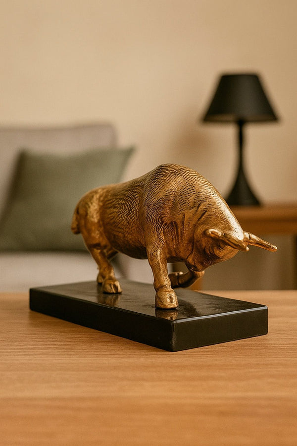 Lyxig Tjur Skulptur / Dekorativt Föremål med - Antik Guld