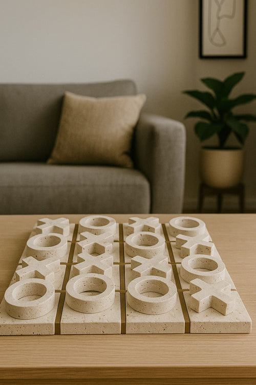 Lyxigt Dekorativt Föremål XOX Motiv i Travertin Look