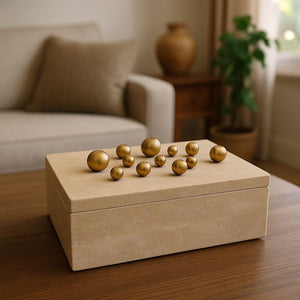 Lyxig Dekorativ Låda i Travertin / Förvaring och Föremål i Natursten