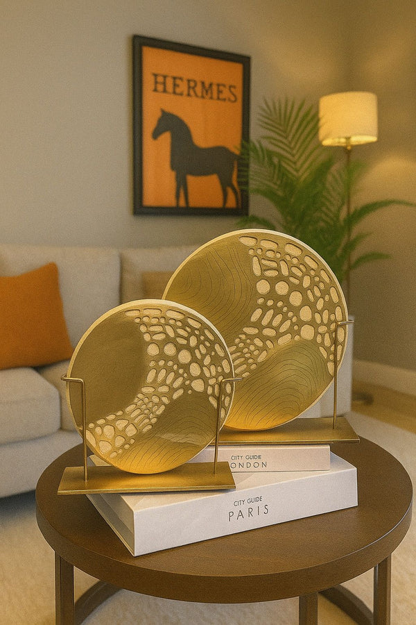 Lyxigt Dekorativt Set Guld Laser Disk (2-pack)