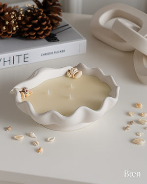 Sjöskal Design Lyxig Keramik Ljuslykta & Smyckesfat / Dekorativt Föremål med Skaldetaljer