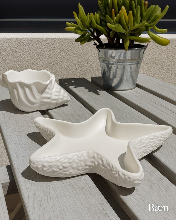 Sjöstjärna Keramik Ljuslykta & Smyckesfat / Dekorativt Föremål med Kusttema