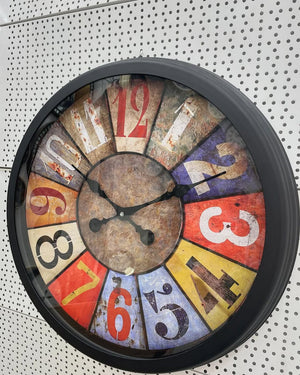 Svart Retro Väggklocka med Antik Finish (60 cm)