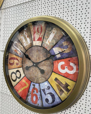 Retro Väggklocka i Metall med Antik Finish (60 cm)