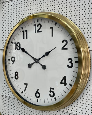 Klassisk Väggklocka i Guldmetall (60 cm)