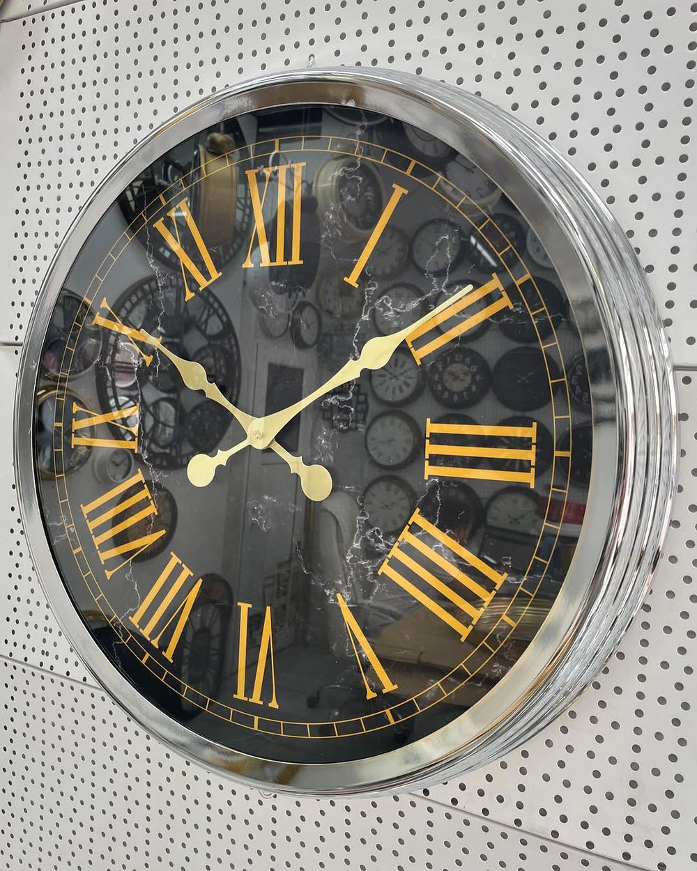 Väggklocka i Krommetall med Romerska Siffror (60 cm)