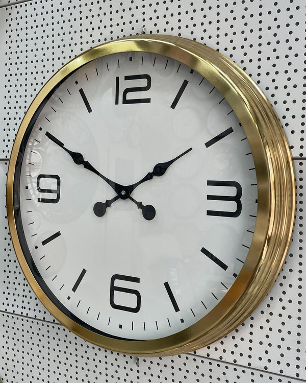 Klassisk Väggklocka i Guldmetall (60 cm)