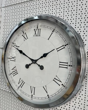 Väggklocka i Krommetall med Romerska Siffror (60 cm)