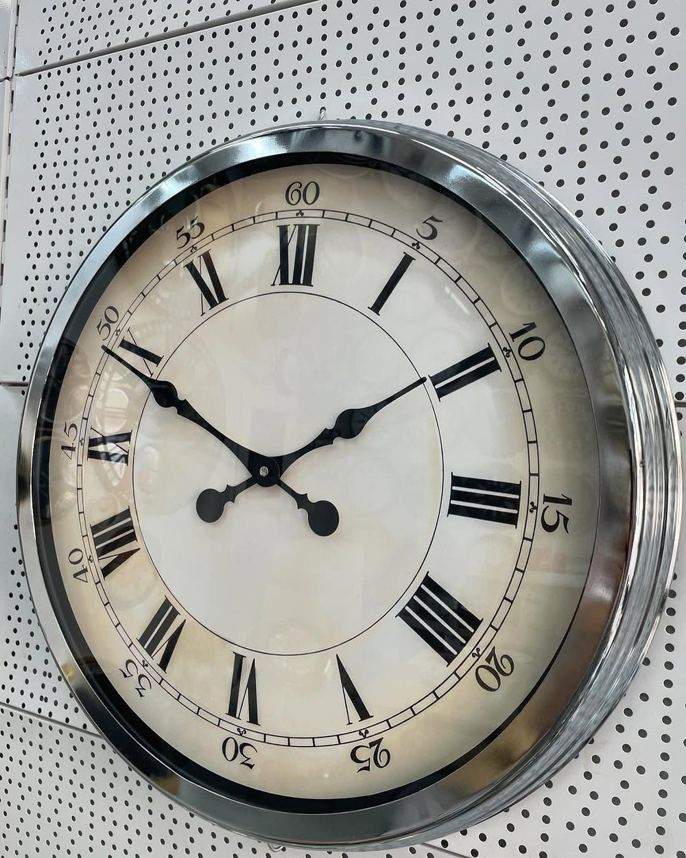 Väggklocka i Krommetall med Romerska Siffror (60 cm)