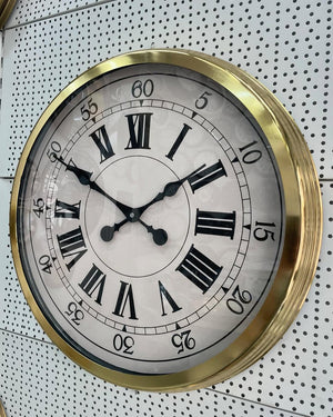 Väggklocka i Guldmetall med Antik Look (60 cm)