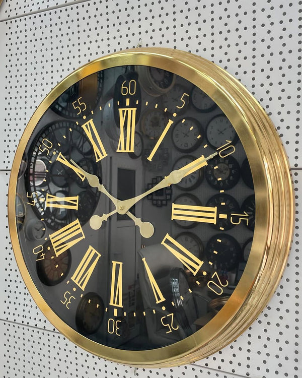 Modern Väggklocka i Guldmetall (60 cm)