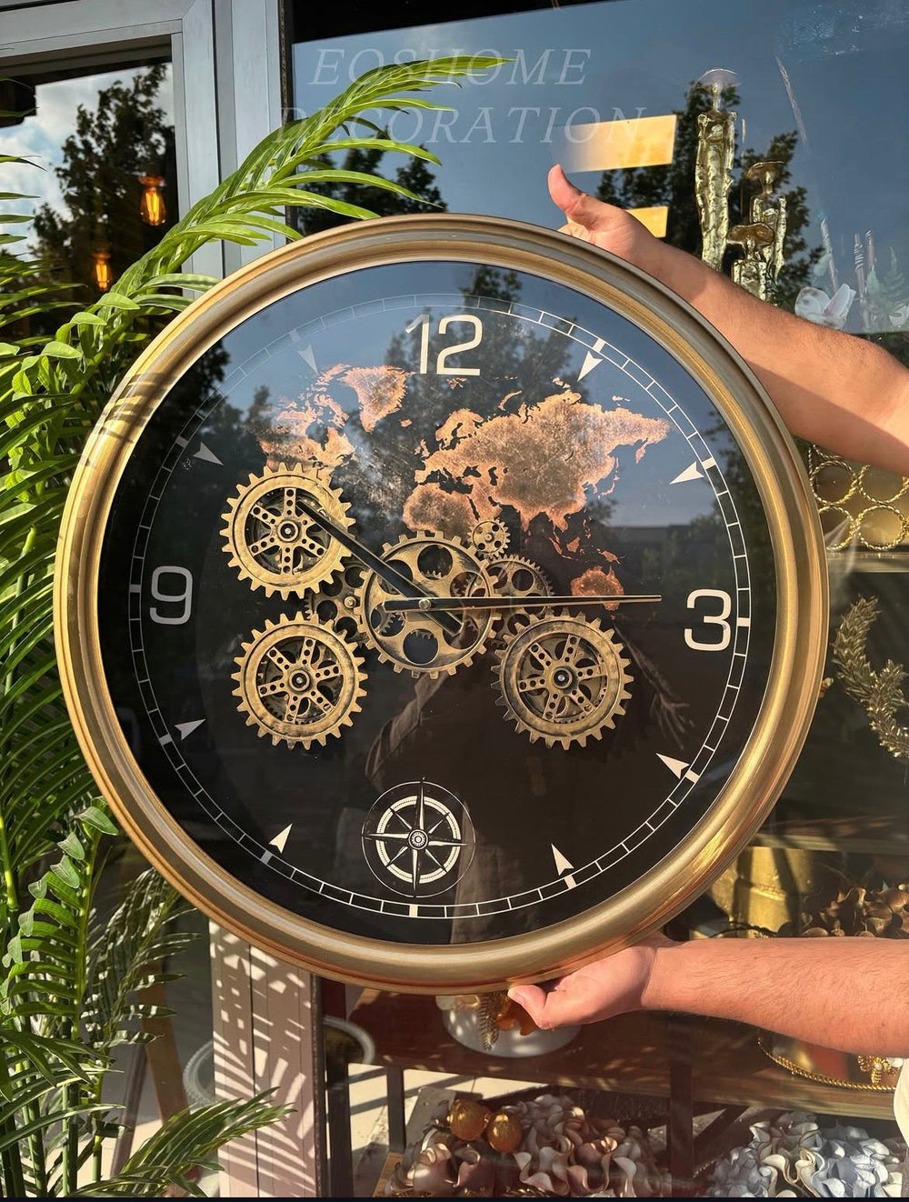 Lyxig Väggklocka Kartmotiv